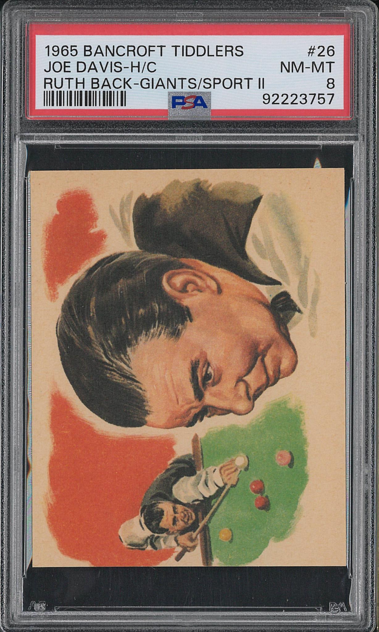 1965 Bancroft Tiddlers #26 Joe Davis / Babe Ruth: 1965 Bancroft Tiddlers #26 Joe Davis / Babe Ruth -PSA NM-MT 8
