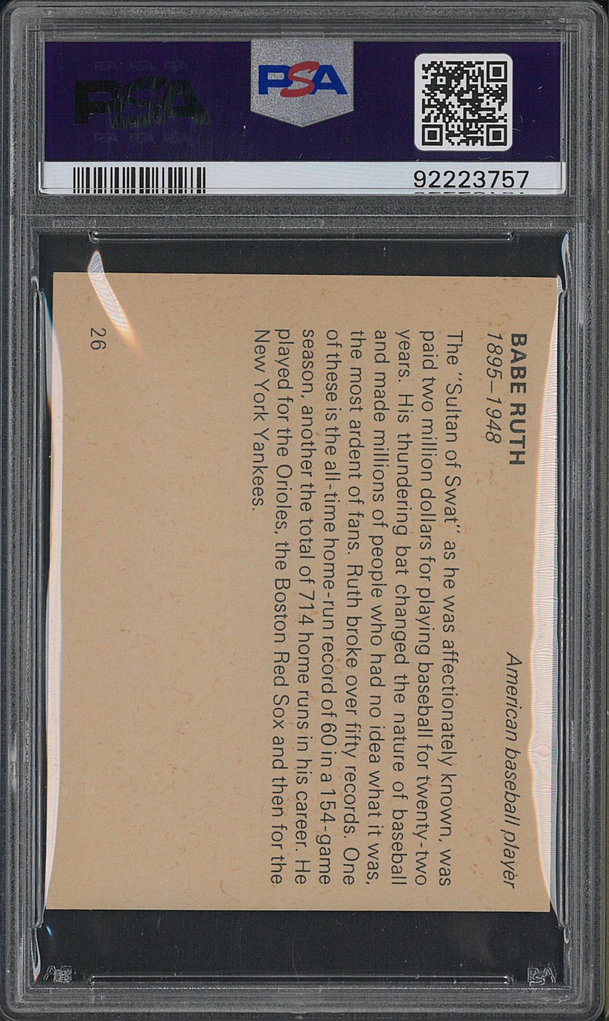 1965 Bancroft Tiddlers #26 Joe Davis / Babe Ruth - 2