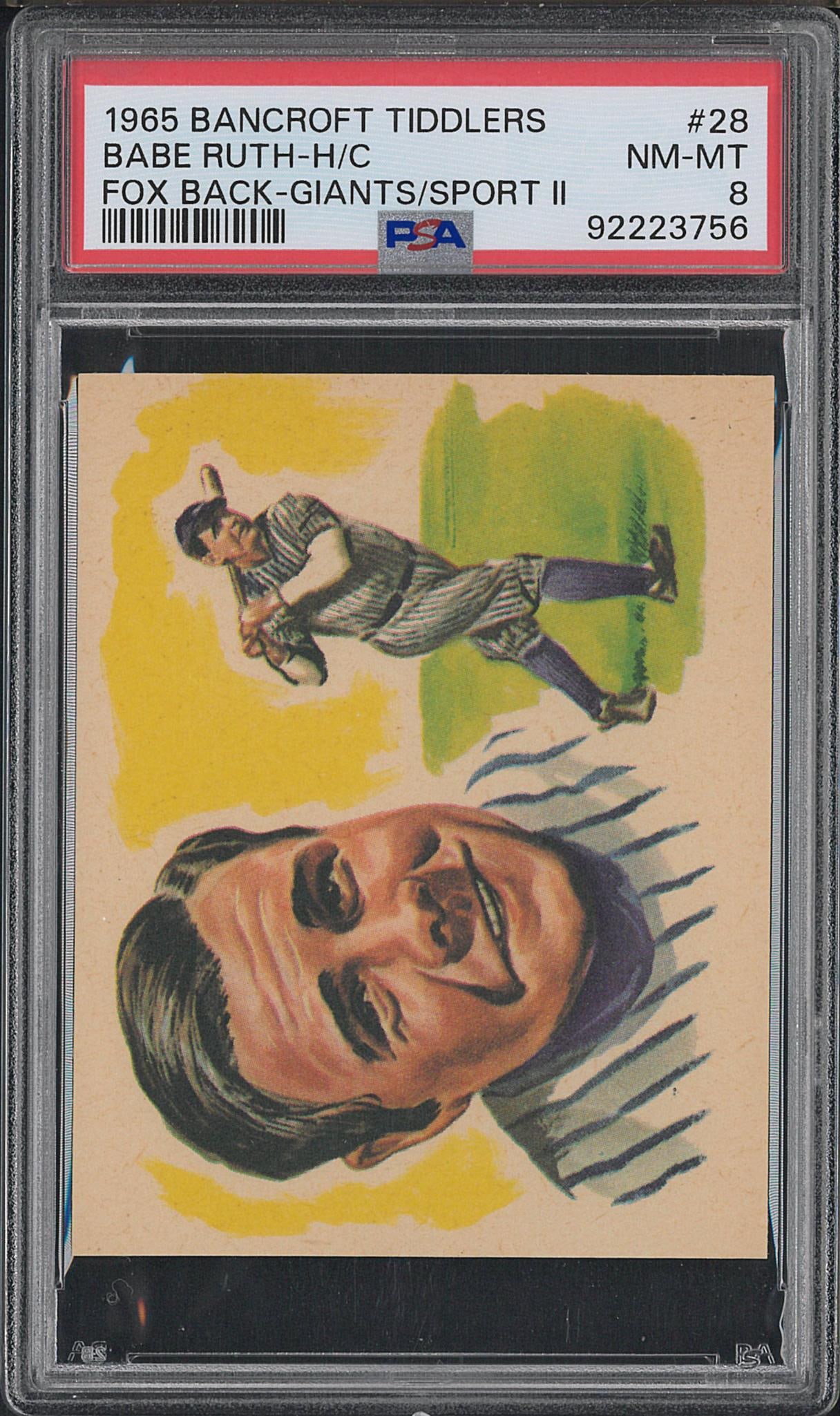 1965 Bancroft Tiddlers #28 Babe Ruth / Uffa Fox: 1965 Bancroft Tiddlers #28 Babe Ruth / Uffa Fox -PSA NM-MT 8