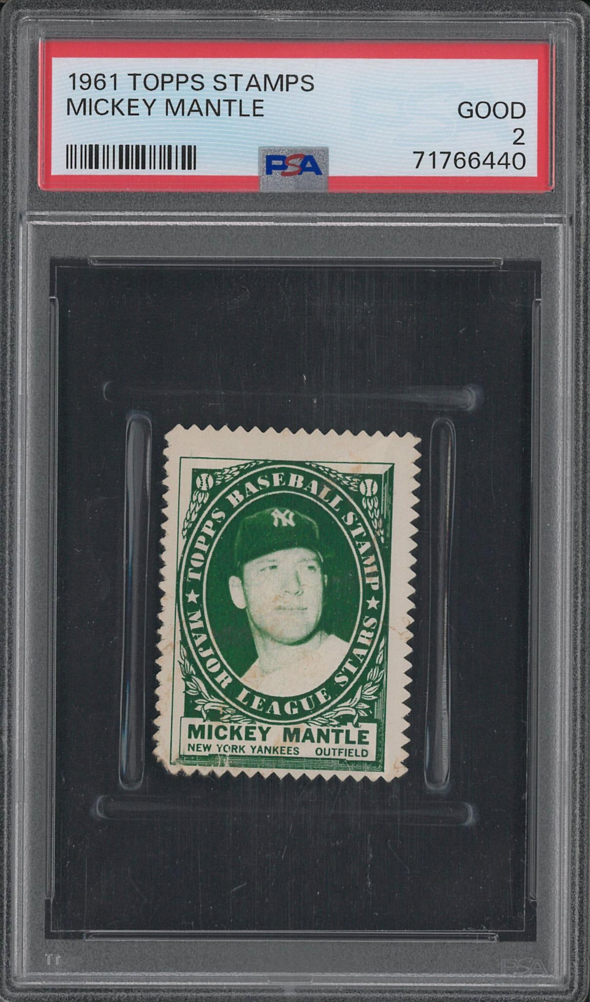 1961 Topps Stamps Mickey Mantle: 1961 Topps Stamps Mickey Mantle -PSA Good 2