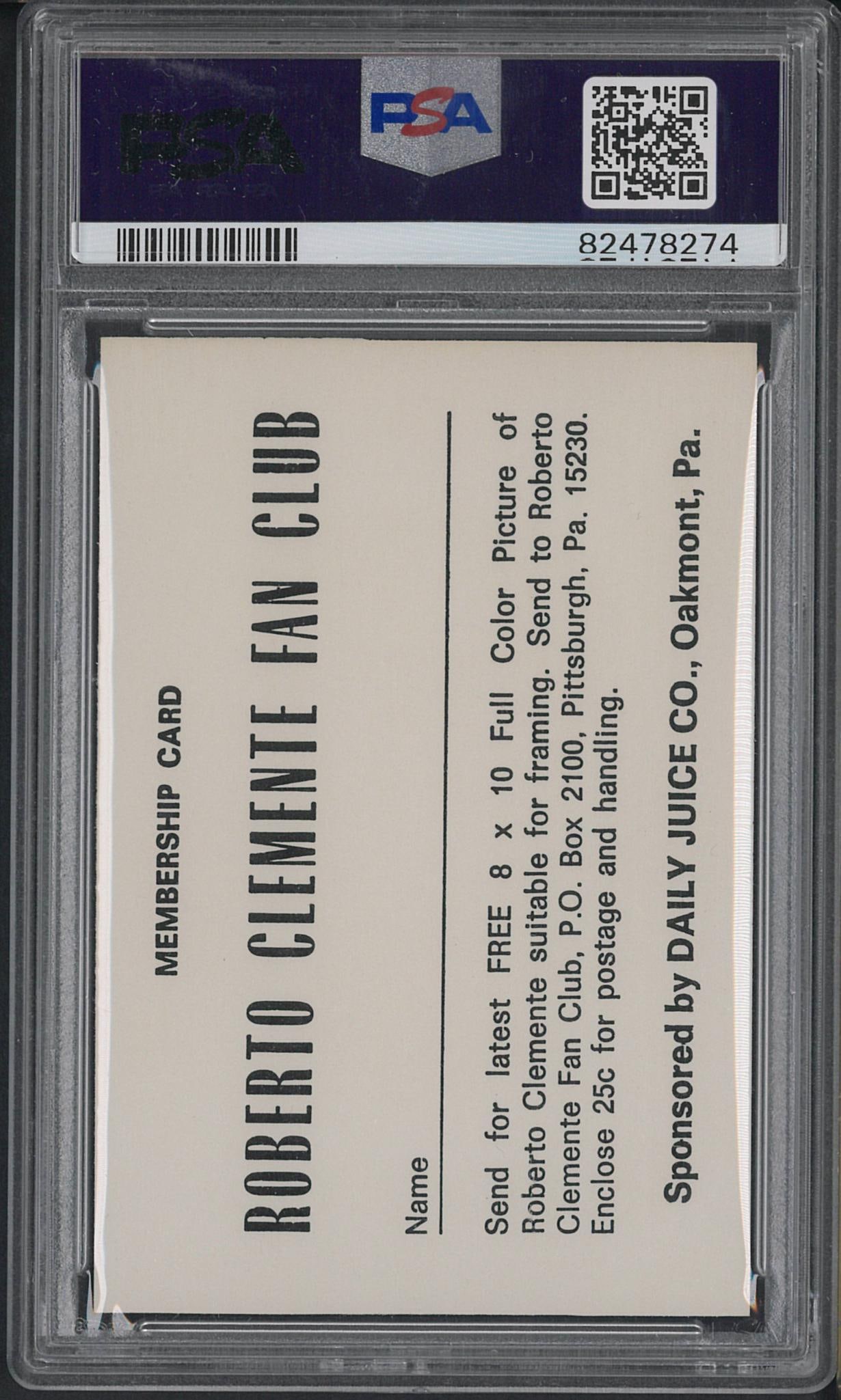 1972 Daily Juice Co. Roberto Clemente Membership - 2
