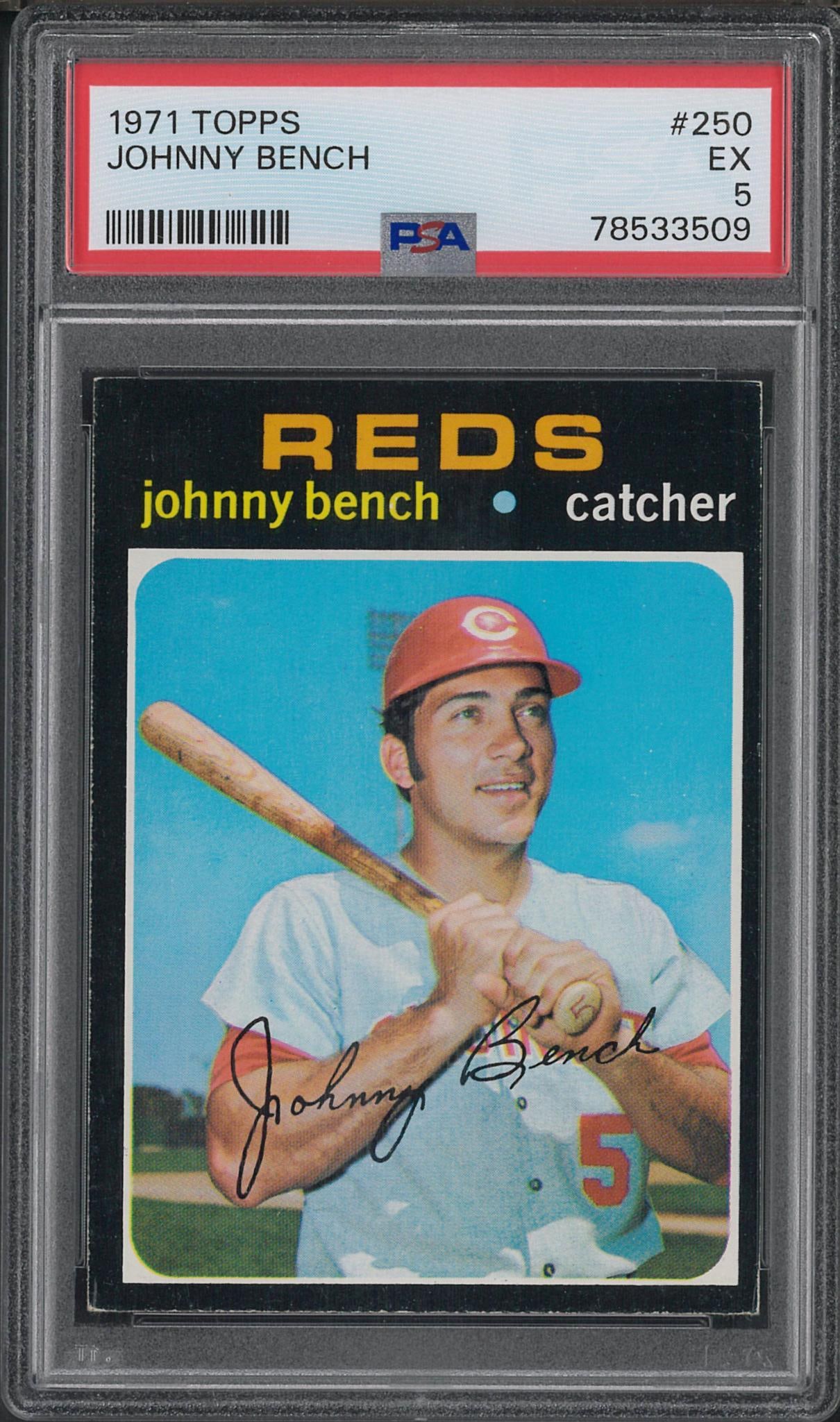 1971 Topps #250 Johnny Bench: 1971 Topps #250 Johnny Bench -PSA EX 5