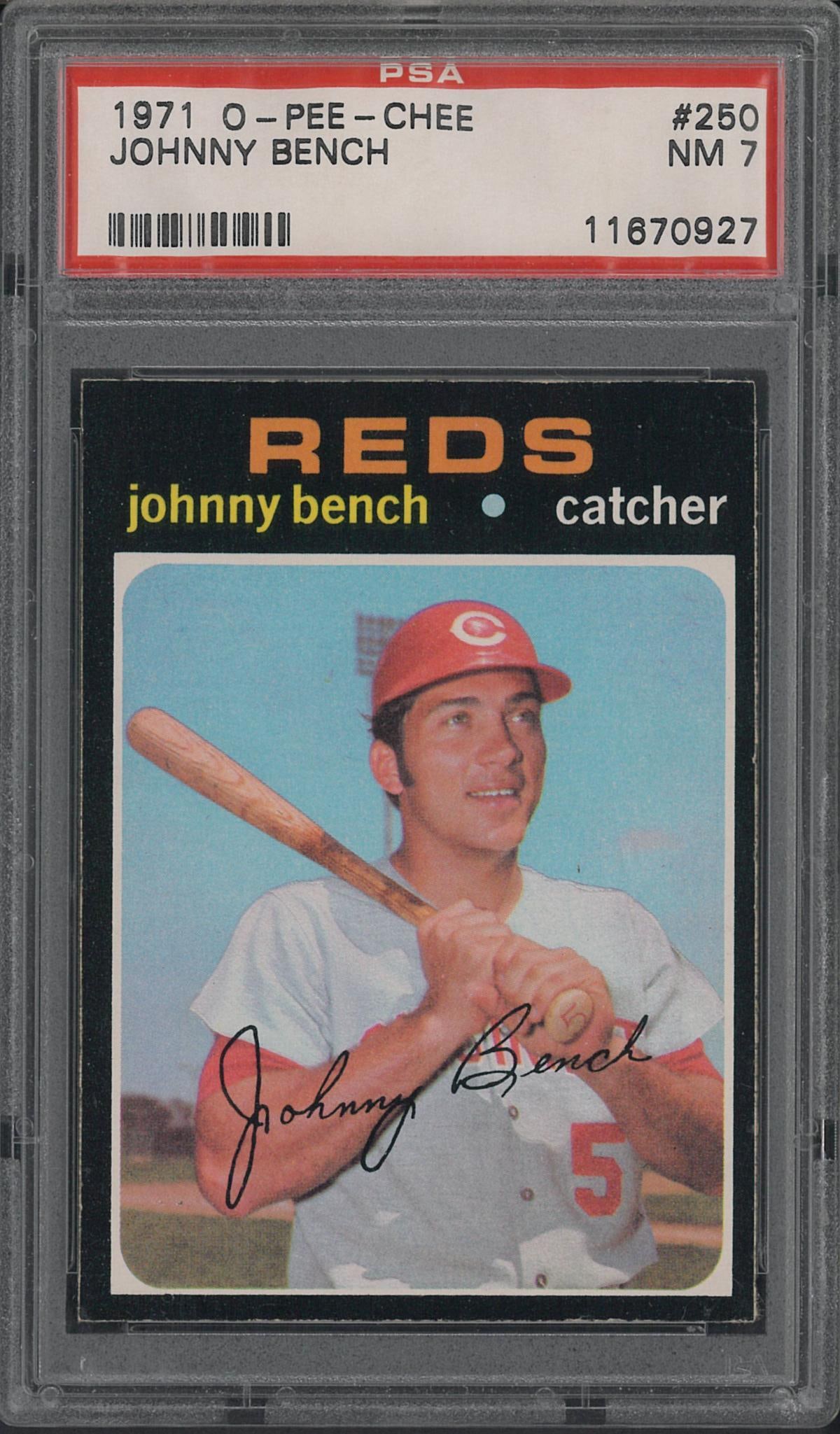 1971 O-Pee-Chee #250 Johnny Bench: 1971 O-Pee-Chee #250 Johnny Bench -PSA NM 7