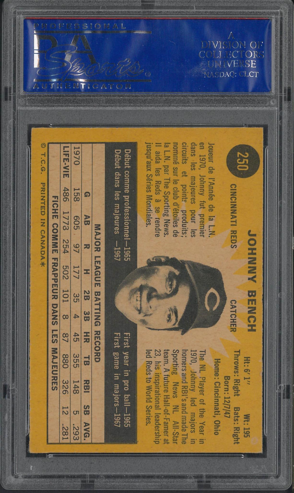 1971 O-Pee-Chee #250 Johnny Bench - 2