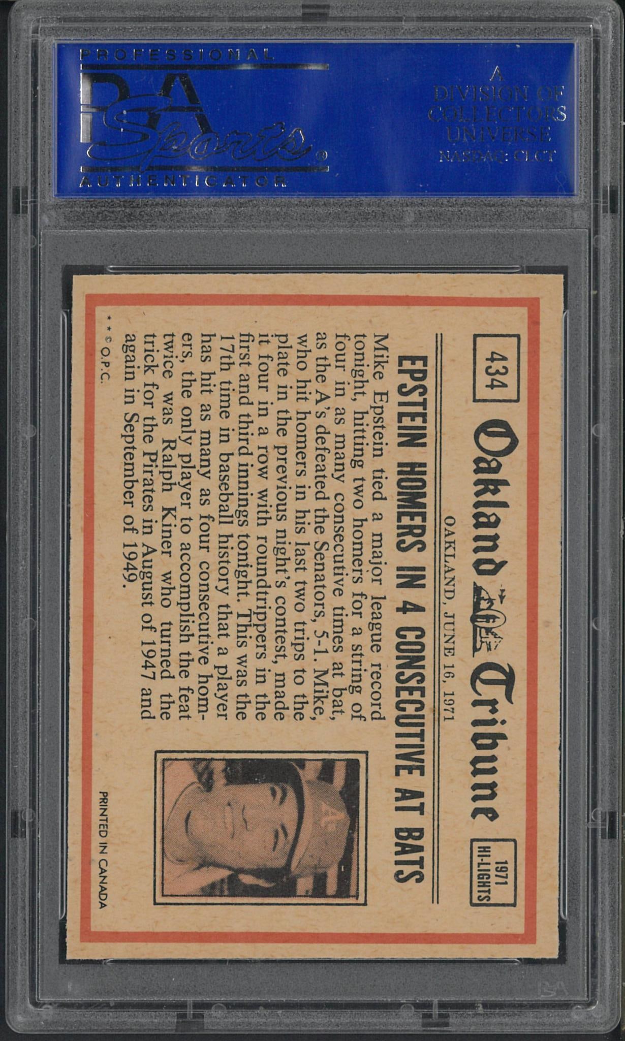 1972 O-Pee-Chee #434 Johnny Bench In Action - 2
