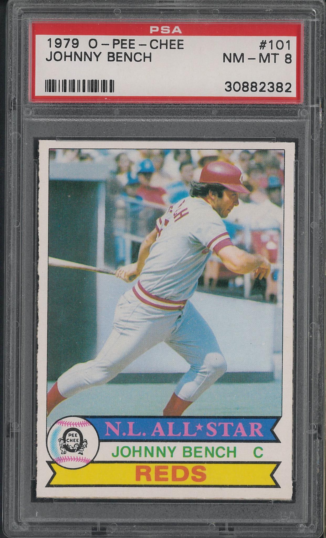 1979 O-Pee-Chee #101 Johnny Bench: 1979 O-Pee-Chee #101 Johnny Bench -PSA NM-MT 8