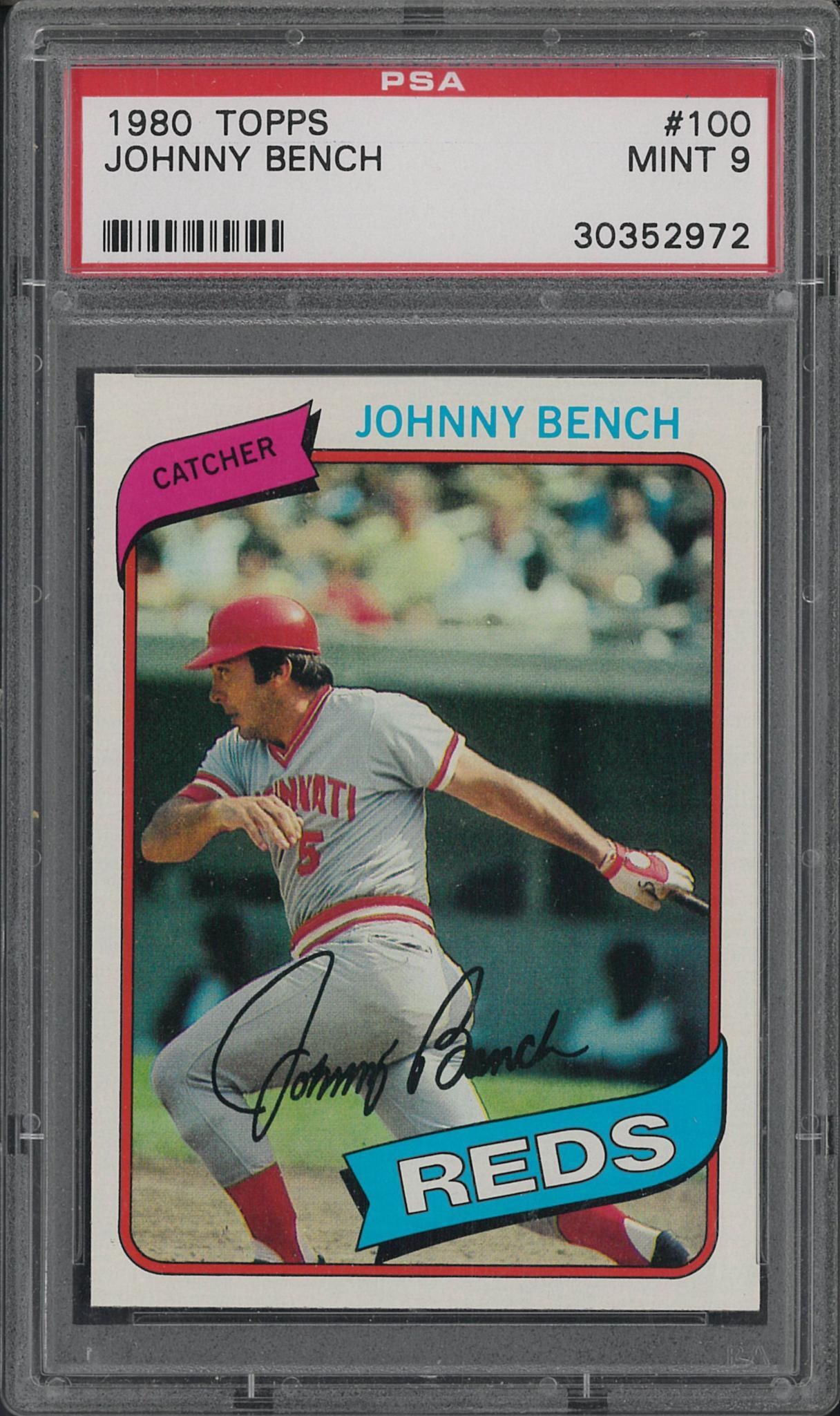 1980 Topps #100 Johnny Bench: 1980 Topps #100 Johnny Bench -PSA Mint 9