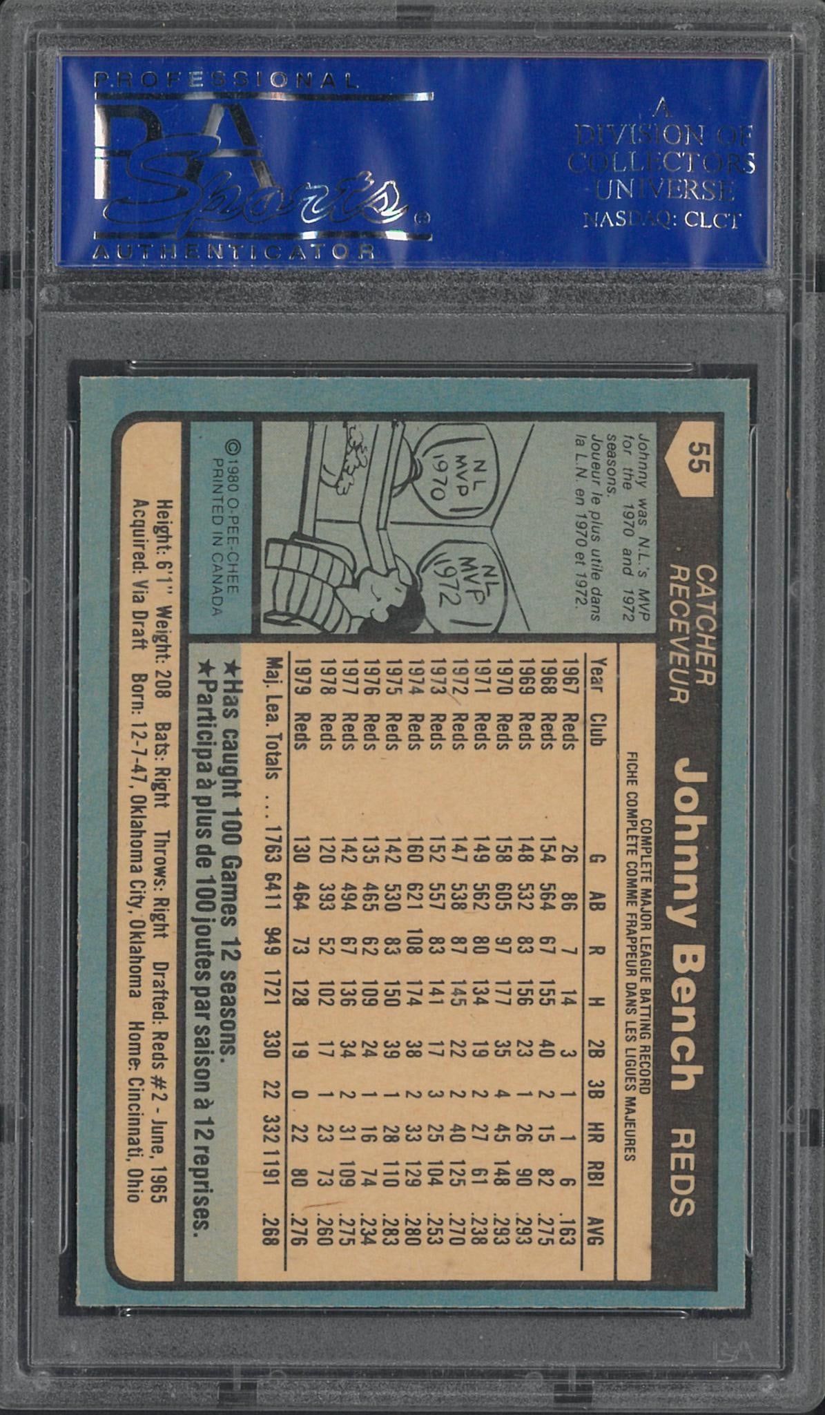 1980 O-Pee-Chee #55 Johnny Bench - 2