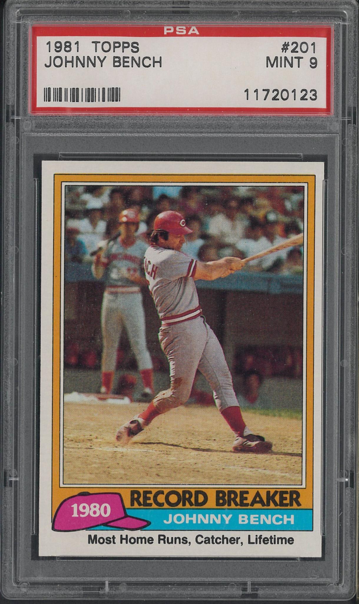 1981 Topps #201 Johnny Bench: 1981 Topps #201 Johnny Bench -PSA Mint 9