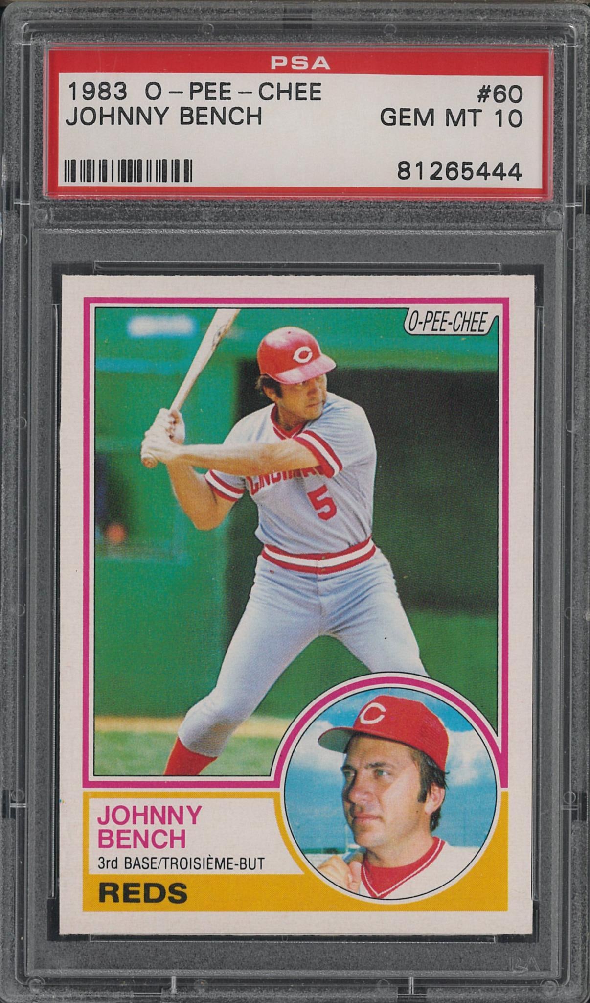 1983 O-Pee-Chee #60 Johnny Bench: 1983 O-Pee-Chee #60 Johnny Bench -PSA Gem MT 10