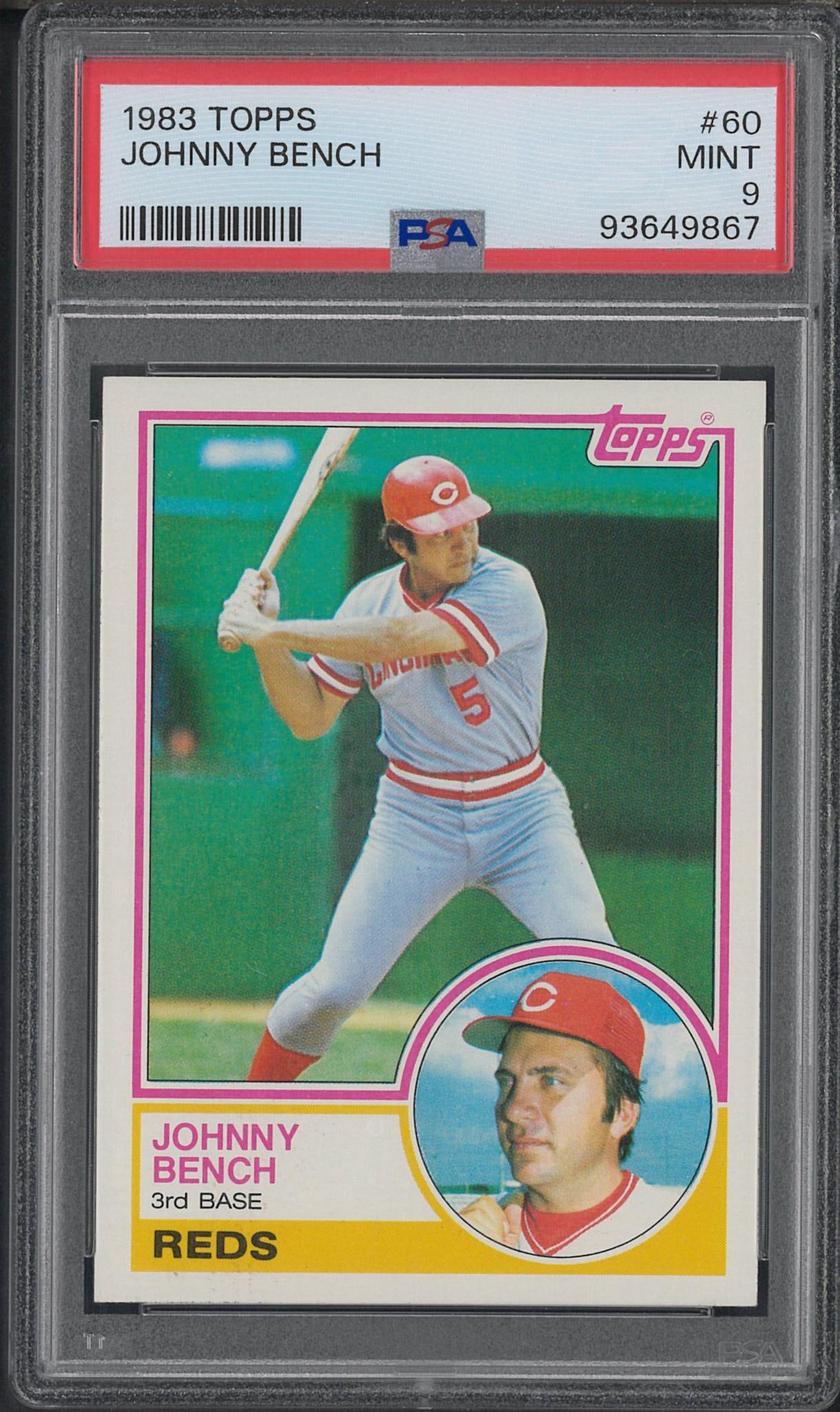 1983 Topps #60 Johnny Bench: 1983 Topps #60 Johnny Bench -PSA Mint 9