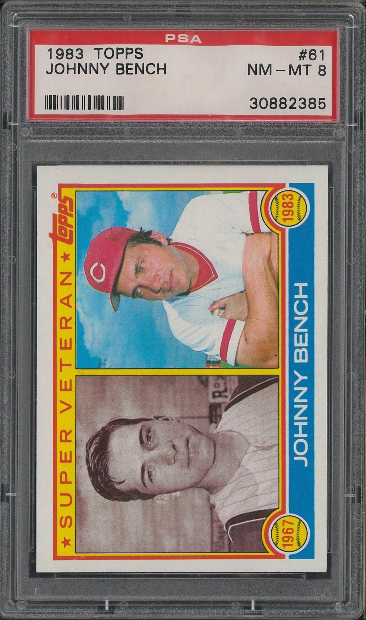 1983 O-Pee-Chee Super Veteran #61 Johnny Bench: 1983 O-Pee-Chee Super Veteran #61 Johnny Bench -PSA NM-MT 8