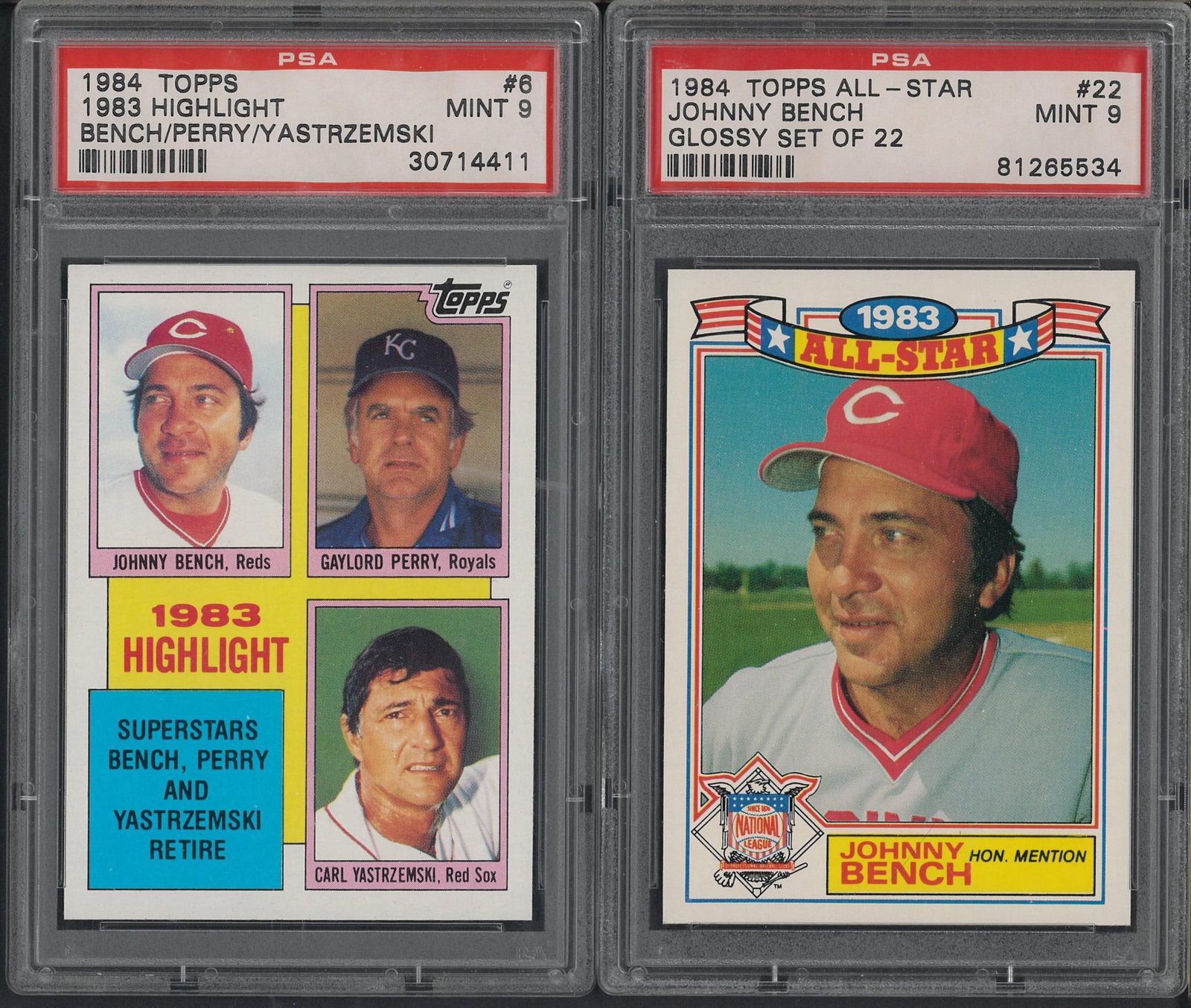 (2) 1984 Topps Johnny Bench Cards (1 of 2)