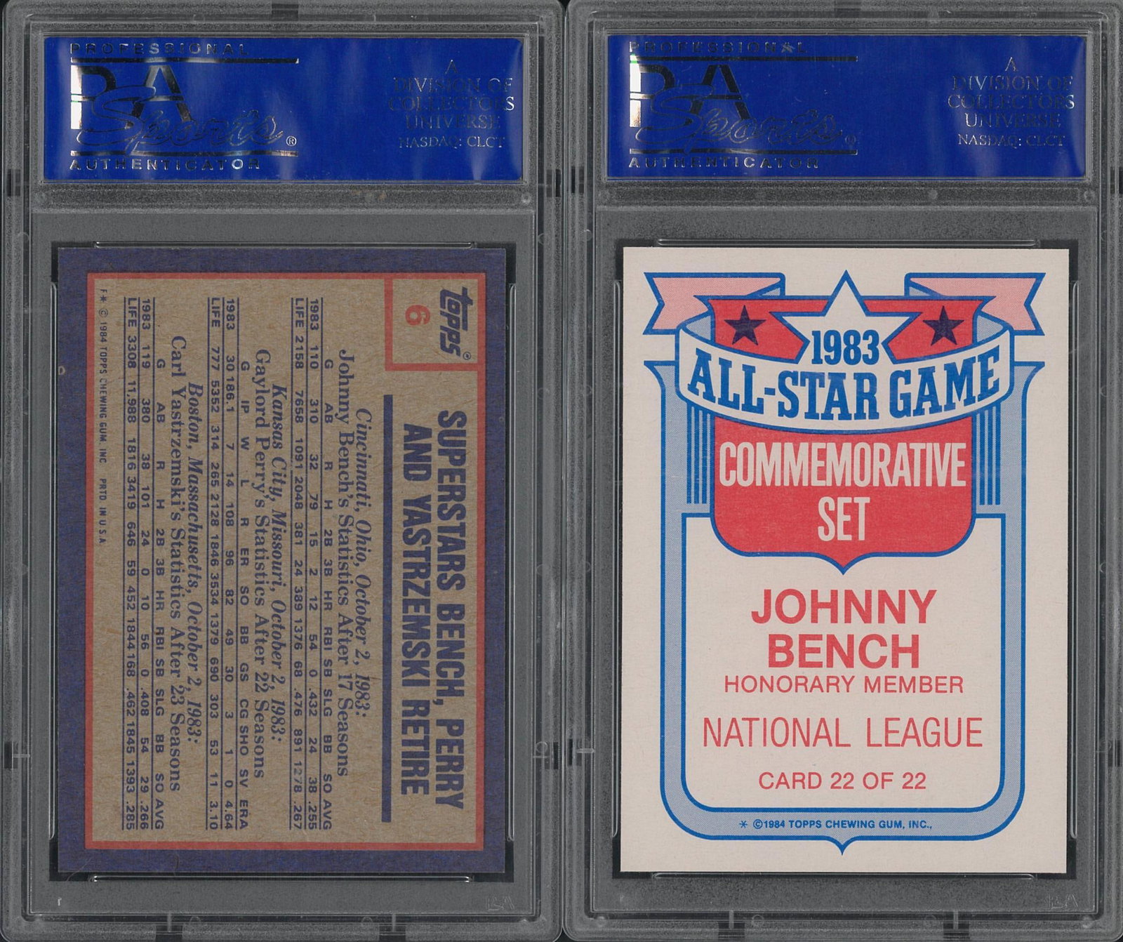 (2) 1984 Topps Johnny Bench Cards - 2