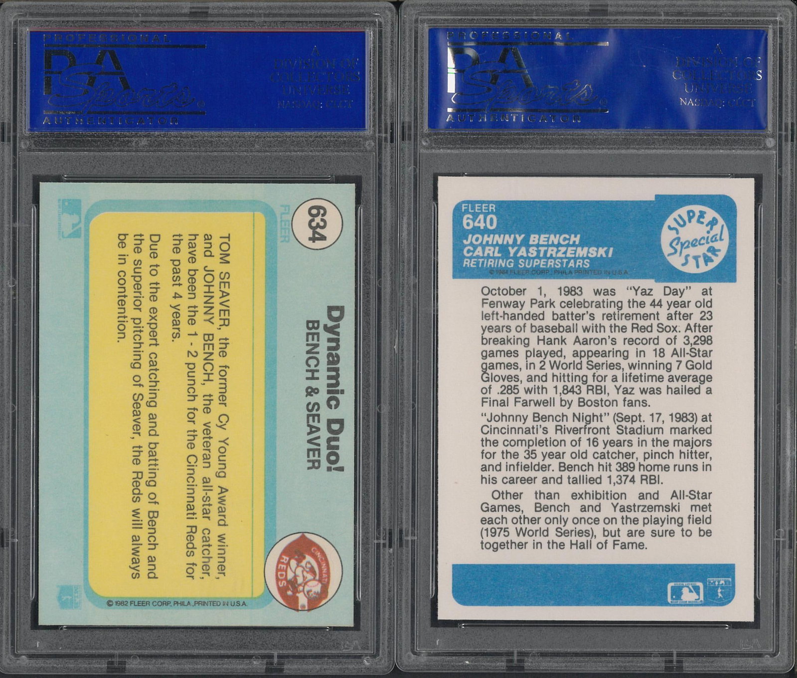 (2) 1980's Fleer Johnny Bench Cards - 2