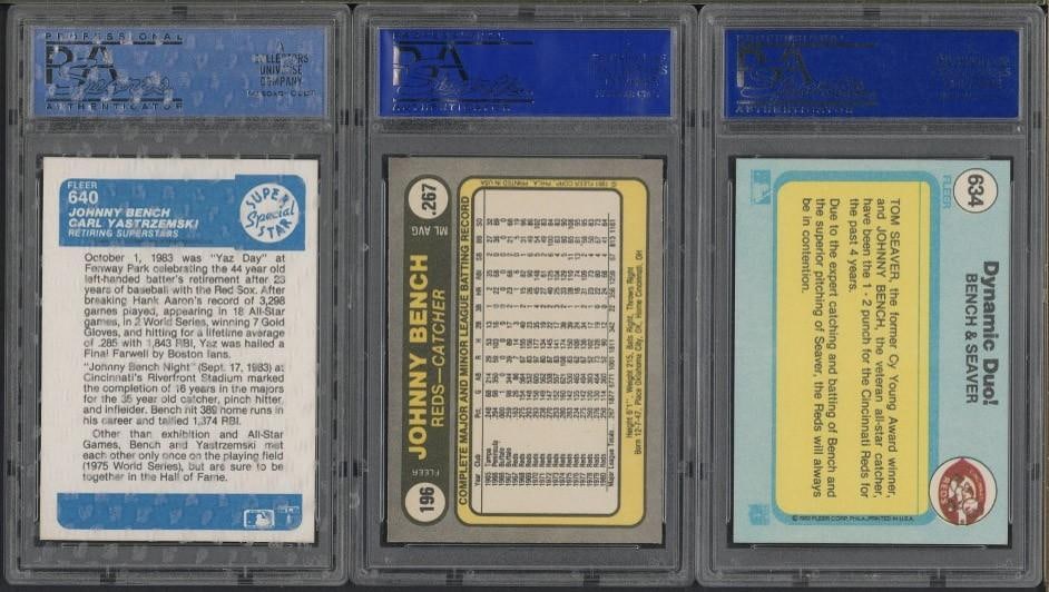 (3) 1980's Fleer Johnny Bench Cards - 2