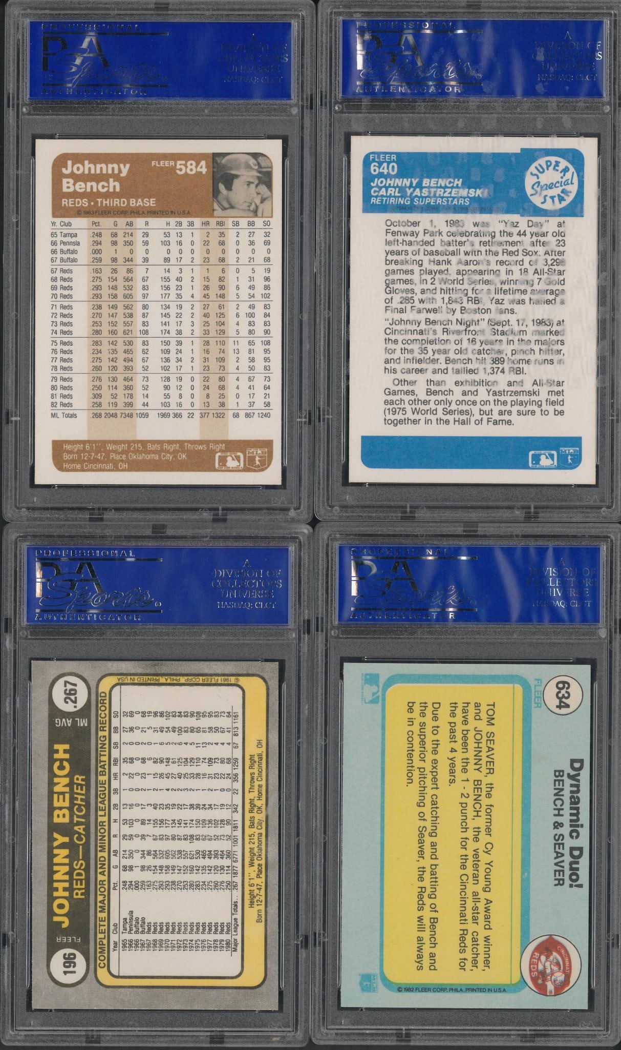 (4) 1980's Fleer Johnny Bench Cards - 2