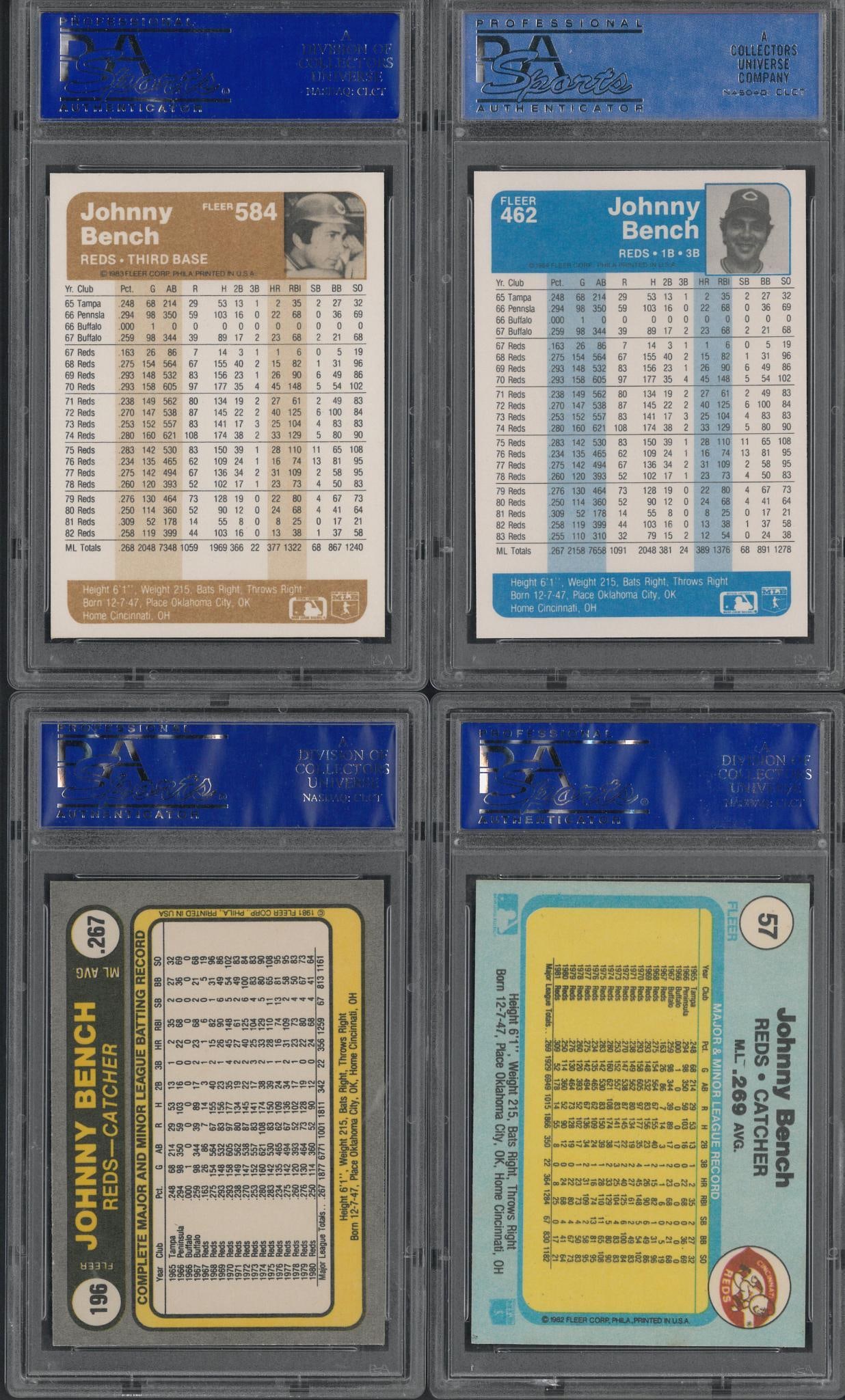 (4) 1980's Fleer Johnny Bench Cards - 2