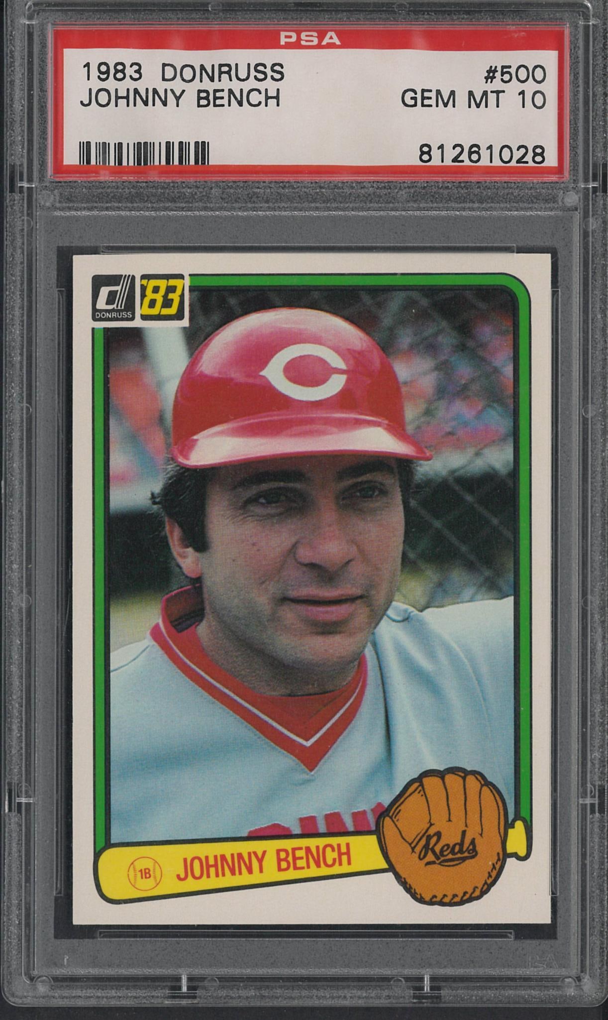 1983 Donruss #500 Johnny Bench: 1983 Donruss #500 Johnny Bench -PSA Gem MT 10