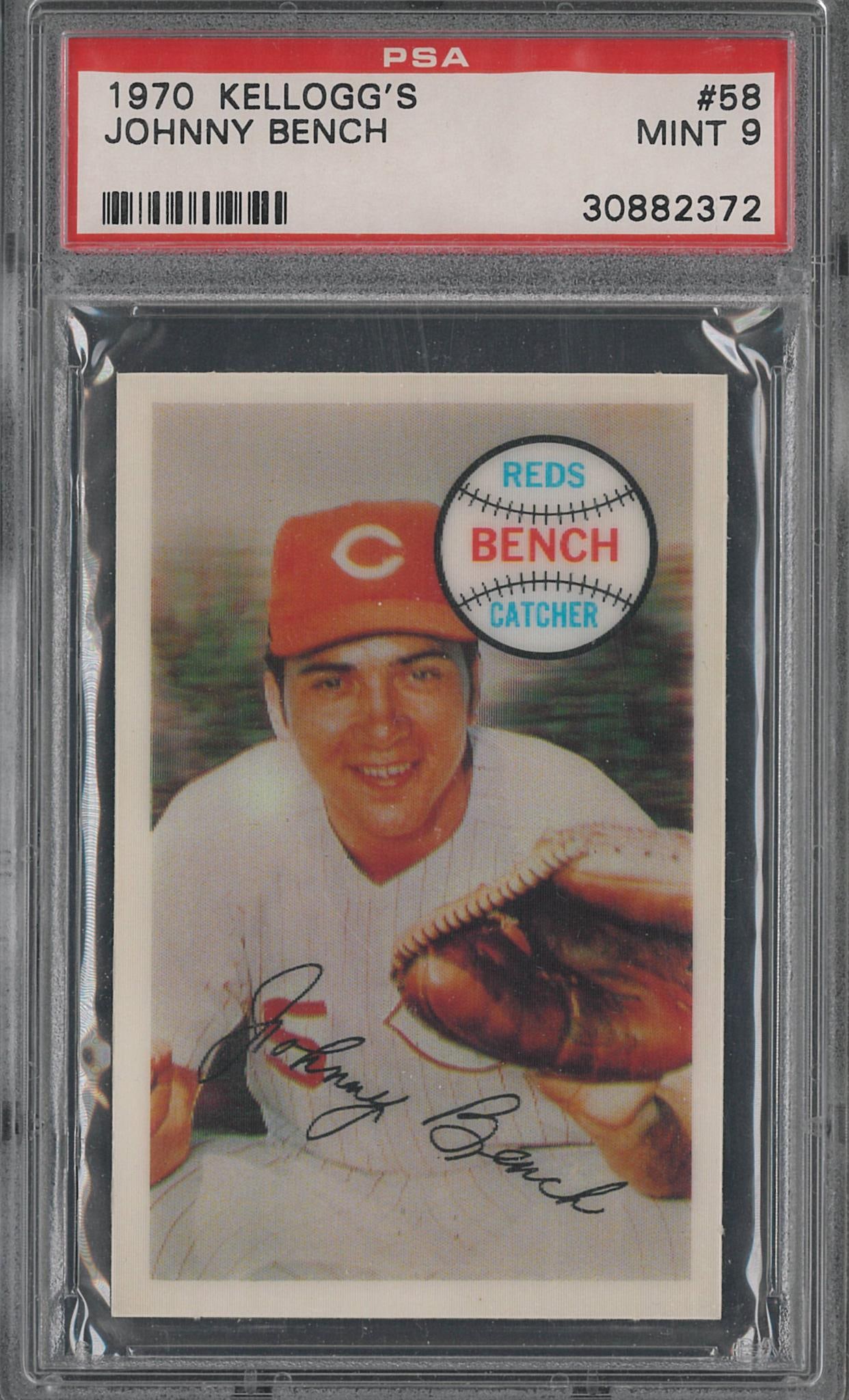 1970 Kellogg's 3-D #58 Johnny Bench: 1970 Kellogg's 3-D #58 Johnny Bench -PSA Mint 9
