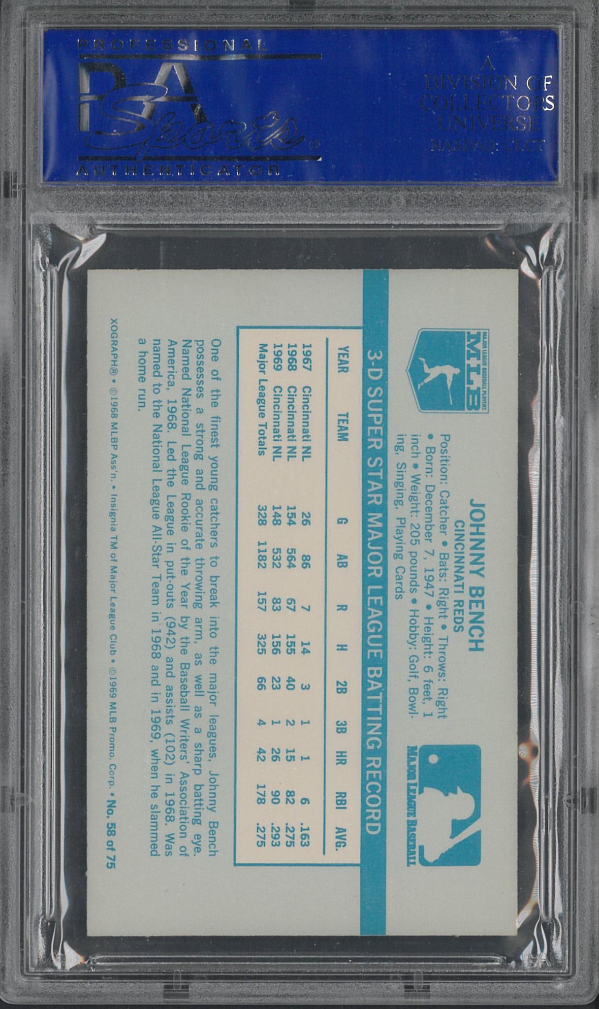 1970 Kellogg's 3-D #58 Johnny Bench - 2