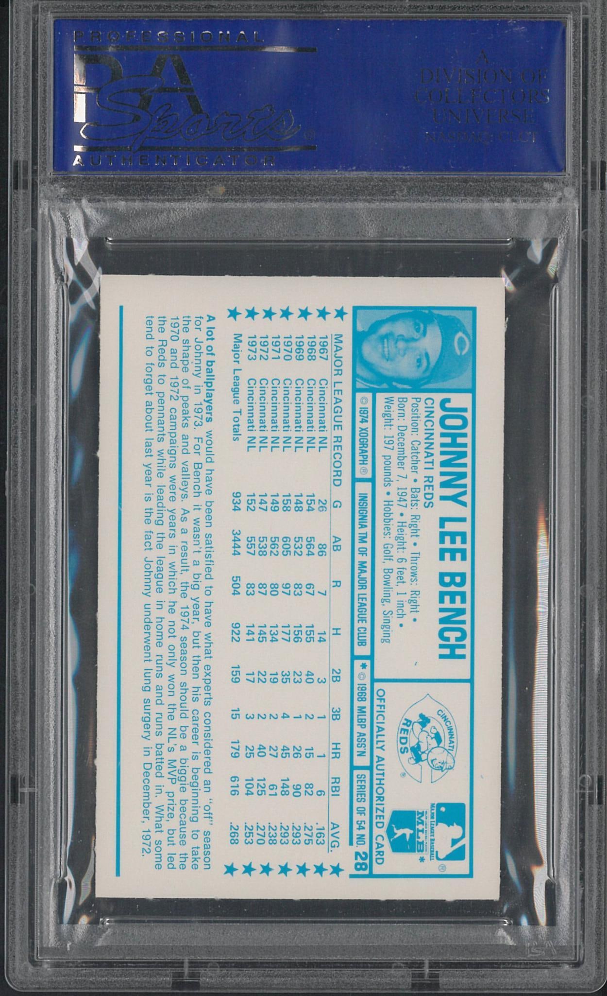1974 Kellogg's 3-D #28 Johnny Bench - 2