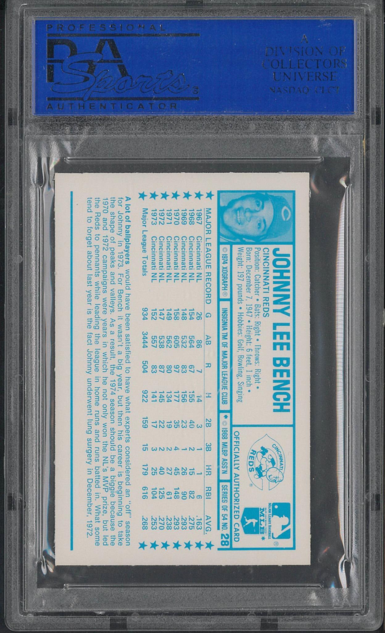 1974 Kellogg's 3-D #28 Johnny Bench - 2