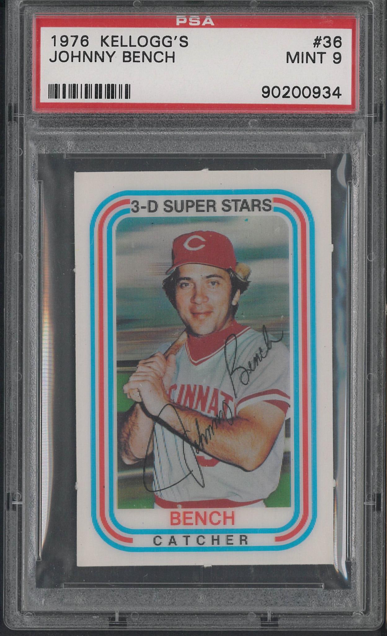 1976 Kellogg's 3-D #36 Johnny Bench: 1976 Kellogg's 3-D #36 Johnny Bench -PSA Mint 9