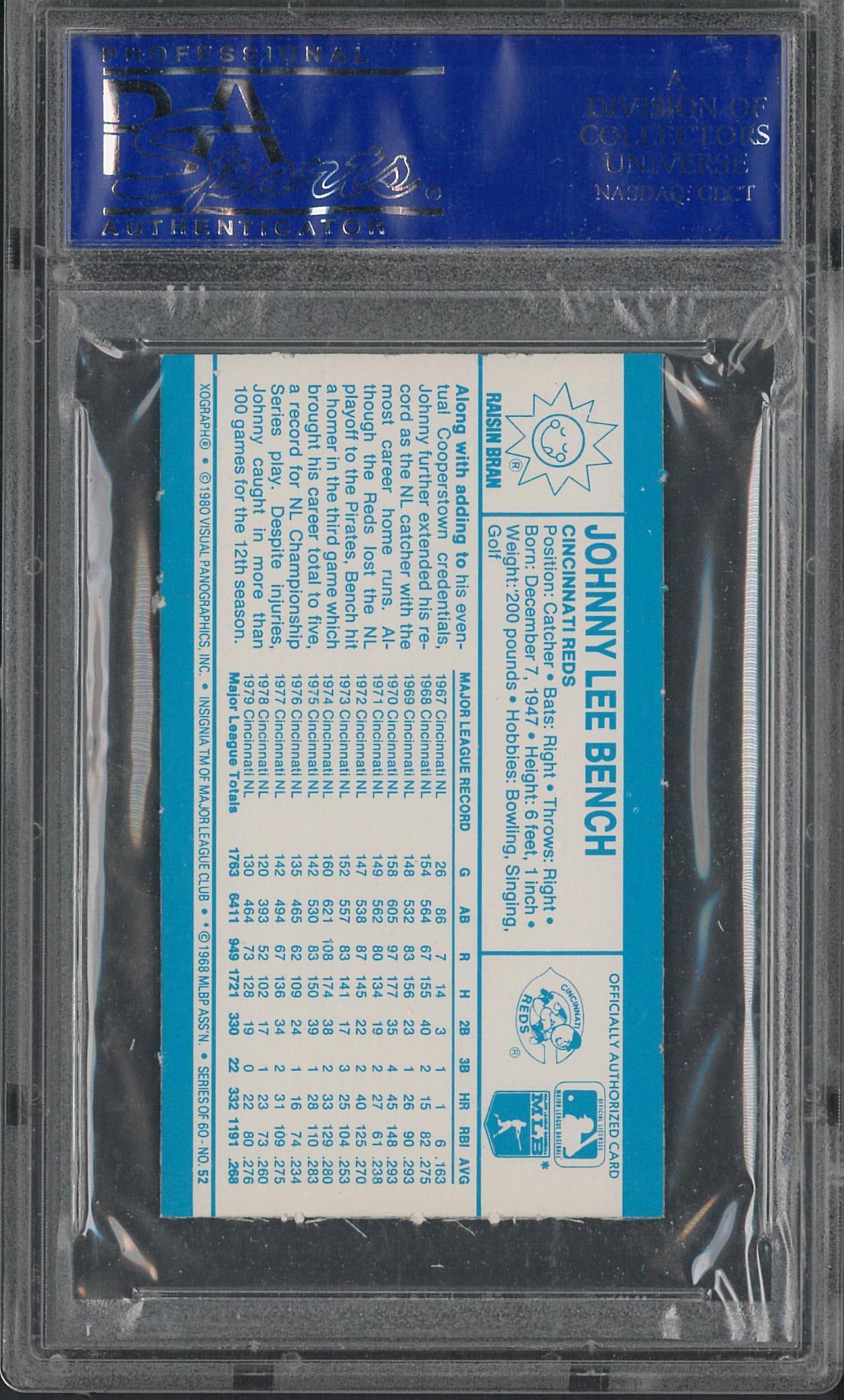1980 Kellogg's 3-D #52 Johnny Bench - 2