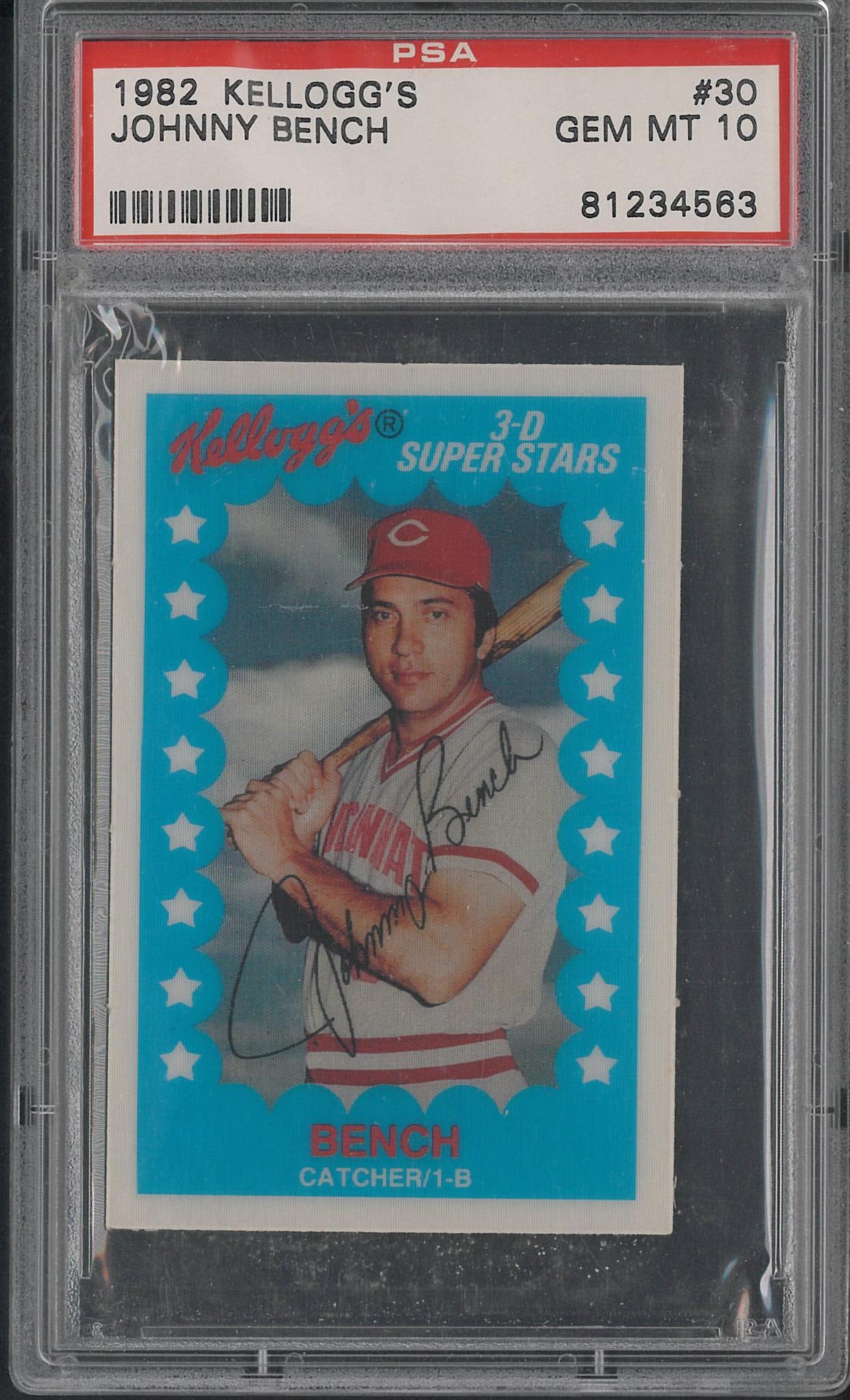 1982 Kellogg's 3-D #36 Johnny Bench: 1982 Kellogg's 3-D #36 Johnny Bench -PSA Gem MT 10