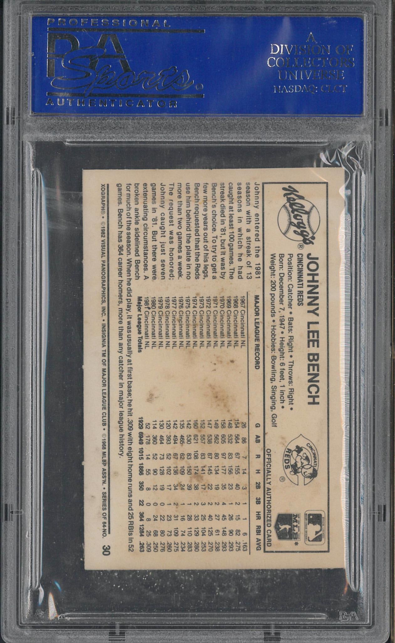 1982 Kellogg's 3-D #36 Johnny Bench - 2