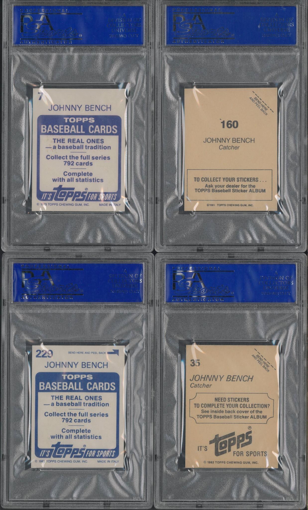 (4) 1980's Topps Johnny Bench Stickers - 2