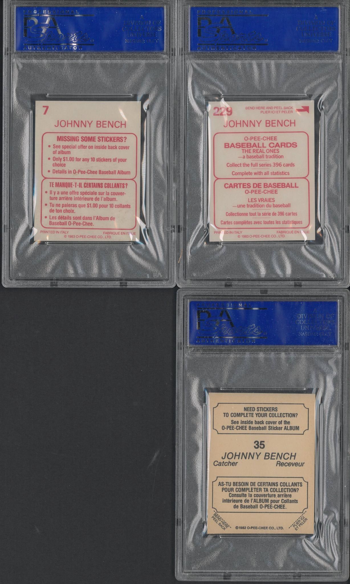 (3) 1980's O-Pee-Chee Johnny Bench Stickers - 2