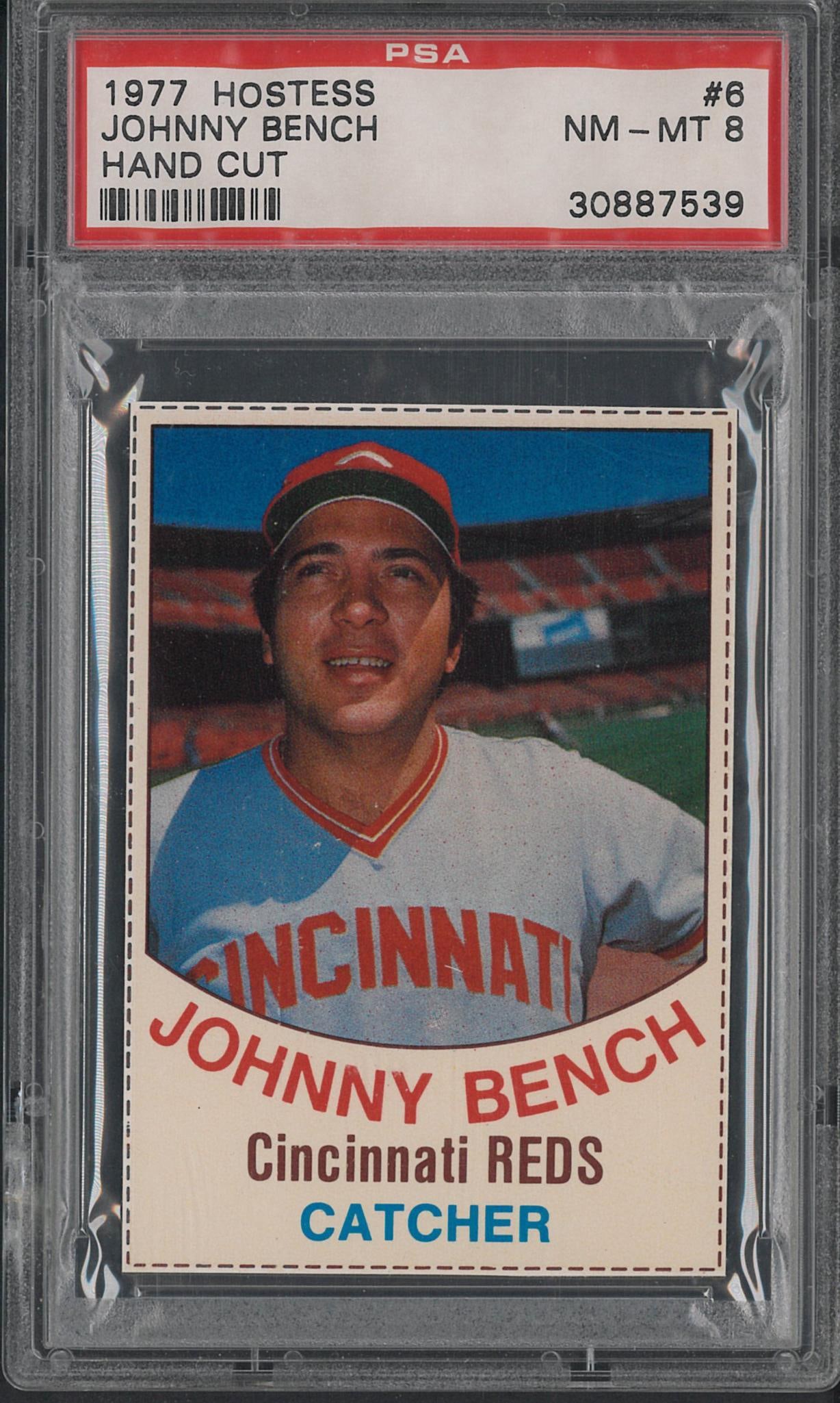 1977 Hostess #6 Johnny Bench: 1977 Hostess #6 Johnny Bench -PSA NM-MT 8