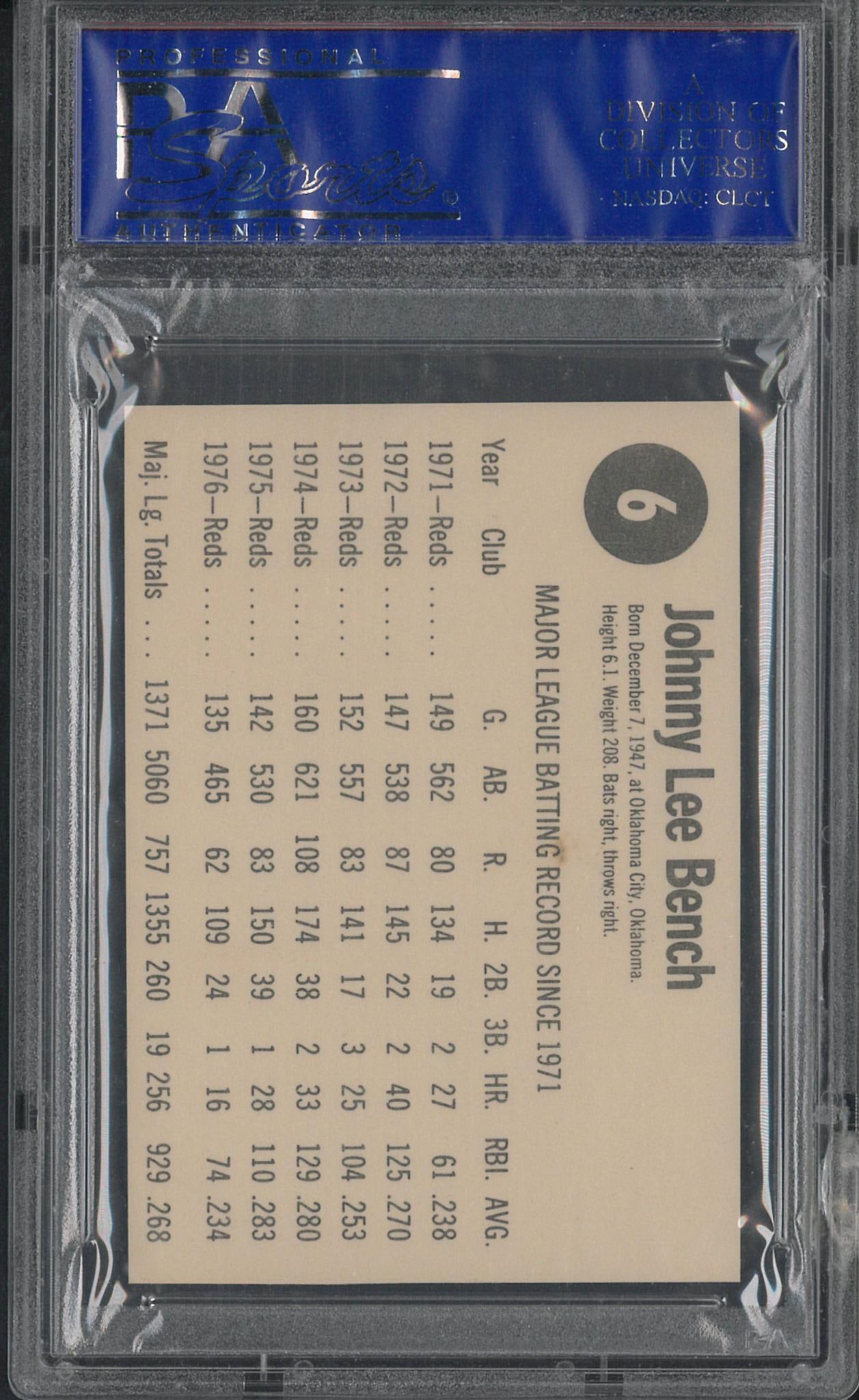 1977 Hostess #6 Johnny Bench - 2
