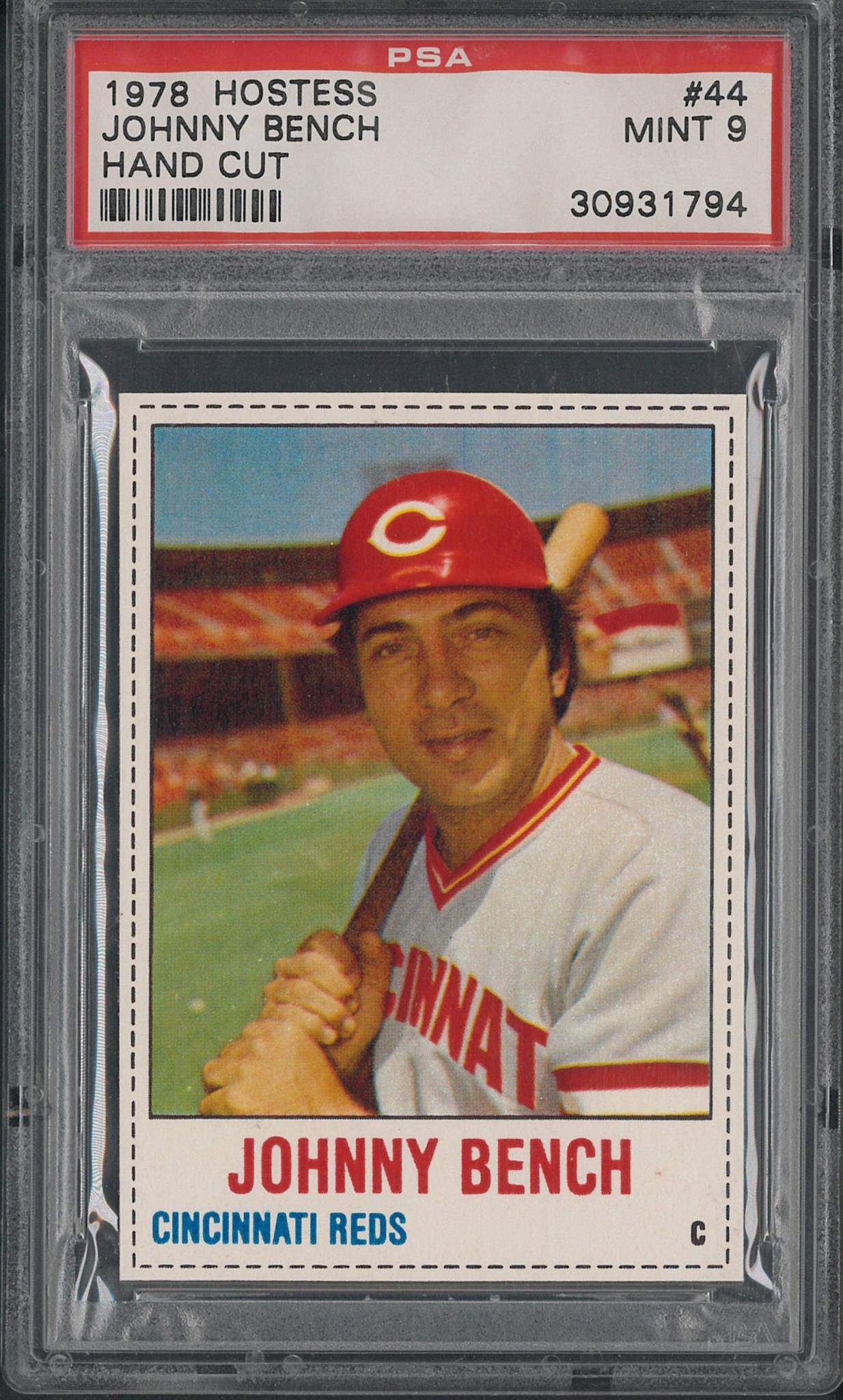 1978 Hostess #44 Johnny Bench: 1978 Hostess #44 Johnny Bench -PSA Mint 9