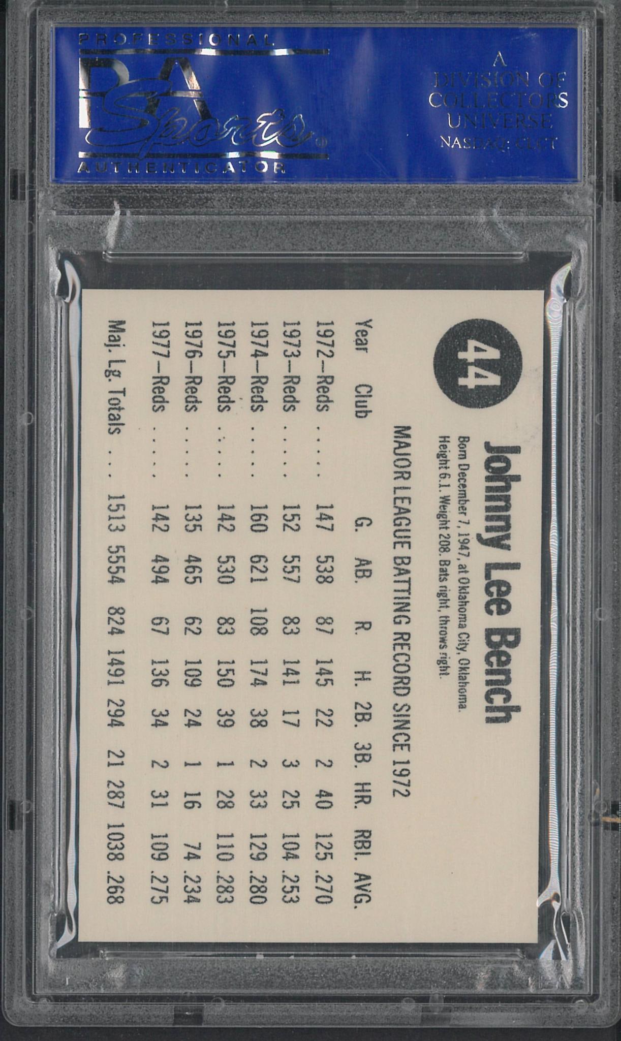 1978 Hostess #44 Johnny Bench - 2