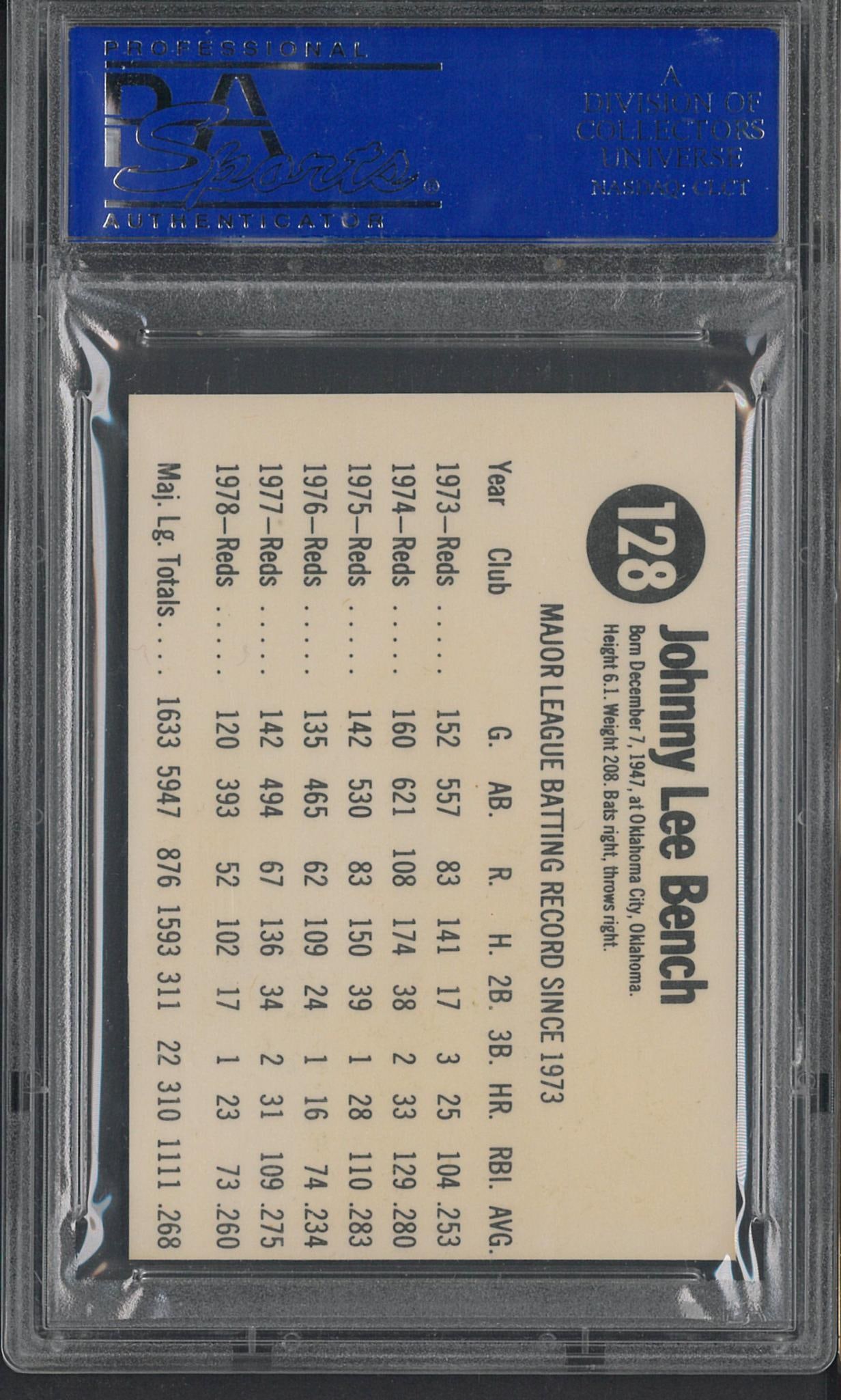 1979 Hostess #128 Johnny Bench - 2