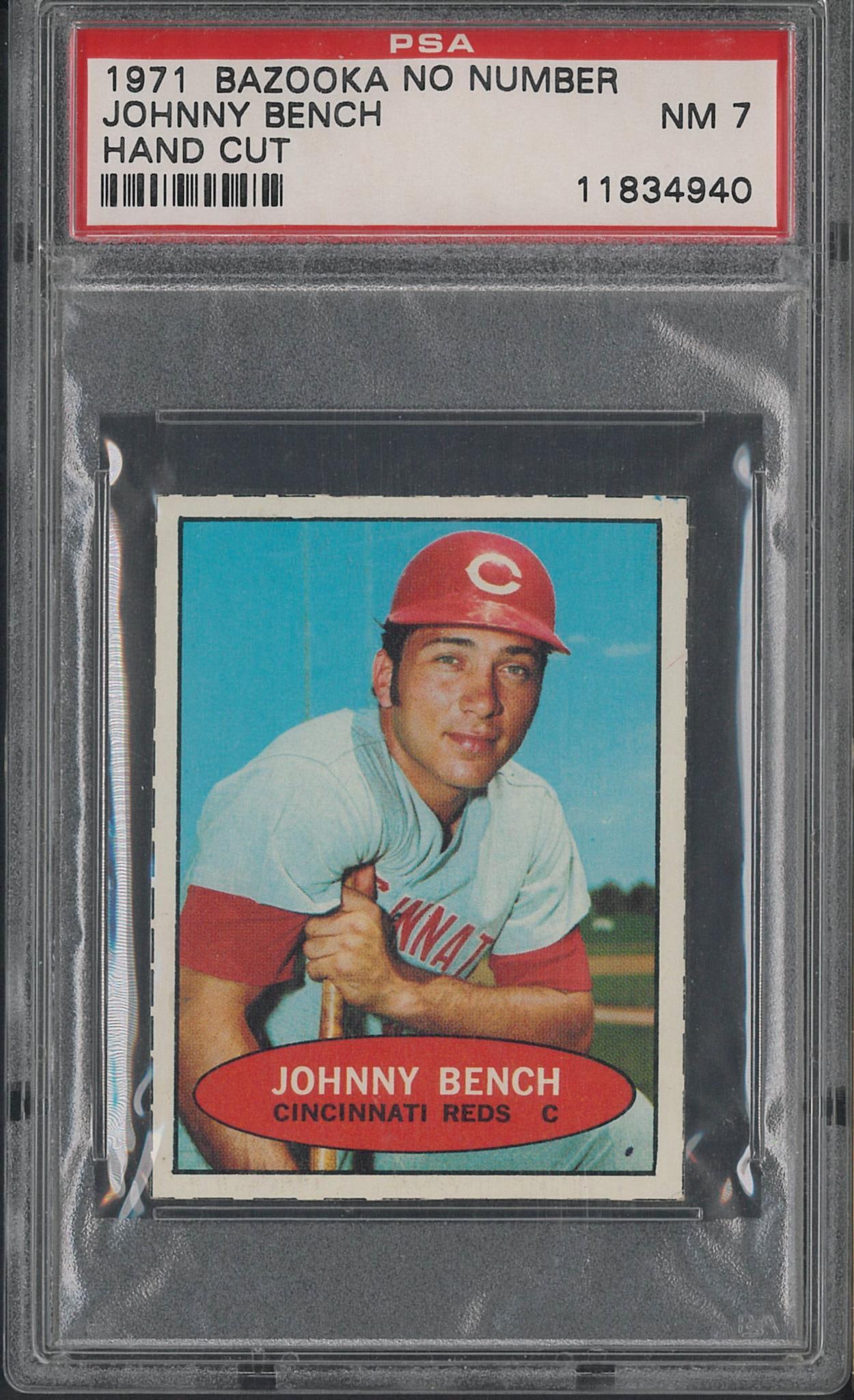 1971 Bazooka Johnny Bench Hand Cut: 1971 Bazooka Johnny Bench Hand Cut -PSA NM 7