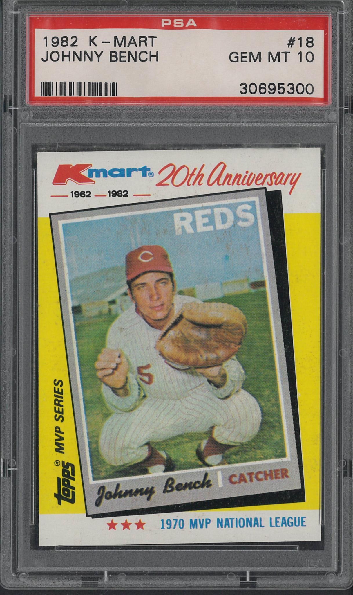 1982 K-Mart #18 Johnny Bench: 1982 K-Mart #18 Johnny Bench -PSA Gem MT 10