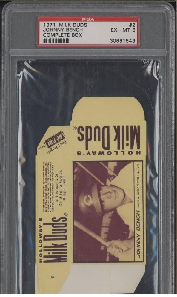 1971 Milk Duds Johnny Bench Complete Box: 1971 Milk Duds Johnny Bench Complete Box -PSA EX-MT 6