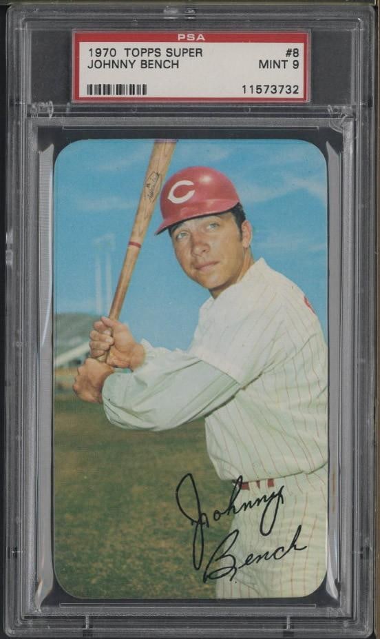 1970 Topps Super #8 Johnny Bench: 1970 Topps Super #8 Johnny Bench -PSA Mint 9