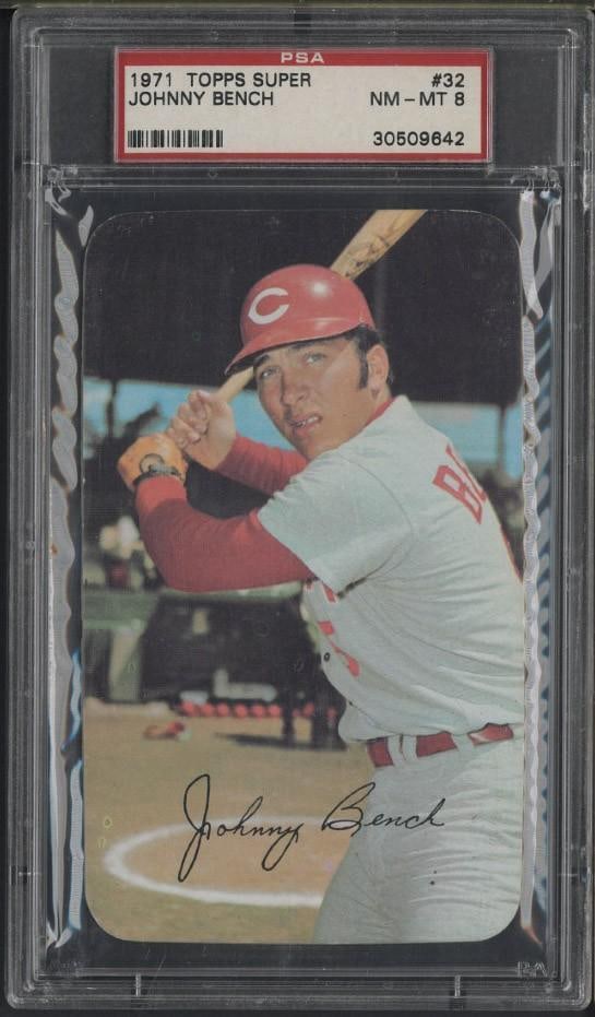 1971 Topps Super #32 Johnny Bench: 1971 Topps Super #32 Johnny Bench -PSA NM-MT 8