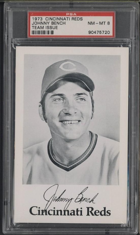 1973 Cincinnati Reds Team Issue Johnny Bench: 1973 Cincinnati Reds Team Issue Johnny Bench -PSA NM-MT 8
