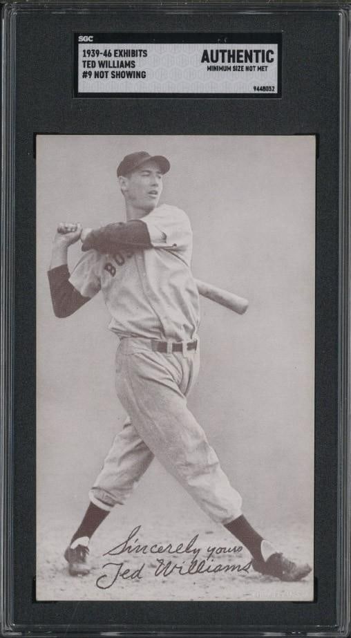 1939-46 Exhibits Ted Williams, #9 not showing: 1939-46 Exhibits Ted Williams, #9 not showing -SGC Authentic
