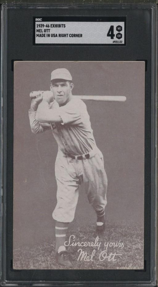 1939-46 Exhibits Mel Ott, Made in USA right corner (1 of 2)