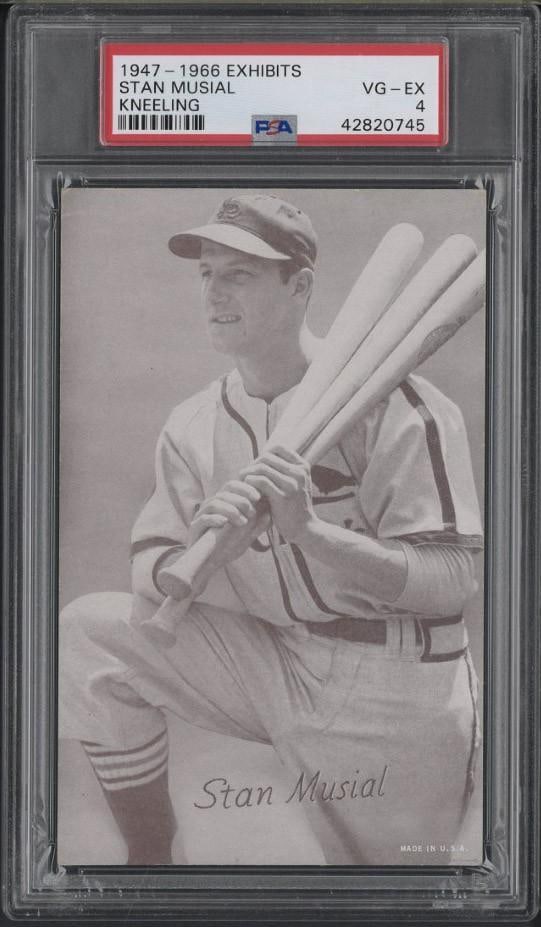 1947-66 Exhibits Stan Musial Kneeling: 1947-66 Exhibits Stan Musial Kneeling -PSA VG-EX 4