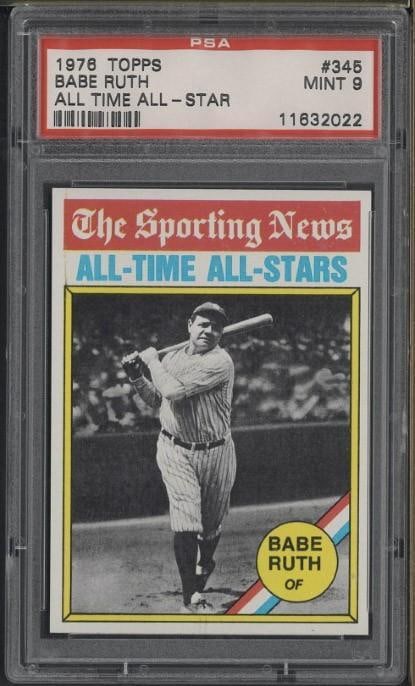 1976 Topps All Time All-Stars #345 Babe Ruth: 1976 Topps All Time All-Stars #345 Babe Ruth -PSA Mint 9