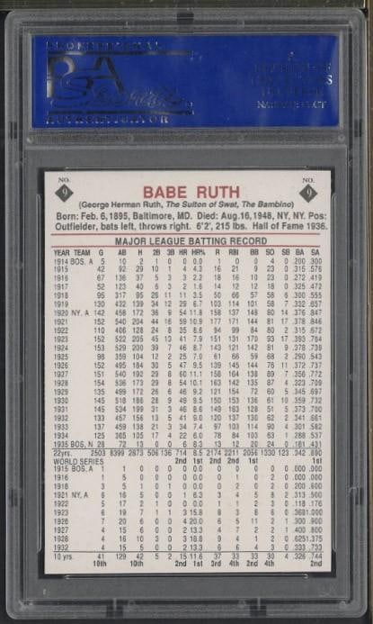 1992 St. Vincent #9 Babe Ruth - 2