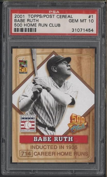 2001 Topps/Post Cereal #1 Babe Ruth: 2001 Topps/Post Cereal #1 Babe Ruth -PSA Gem MT 10